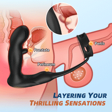 Load image into Gallery viewer, Hollow Flapping Vibrating Silicone Prostate Massager with Cock Ring
