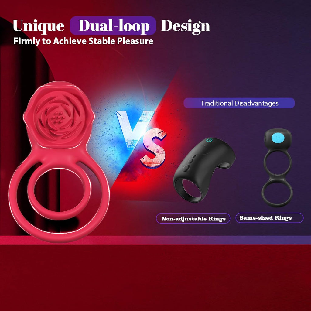7x Vibrating Cock Ring with Rose Clitoral Stimulator
